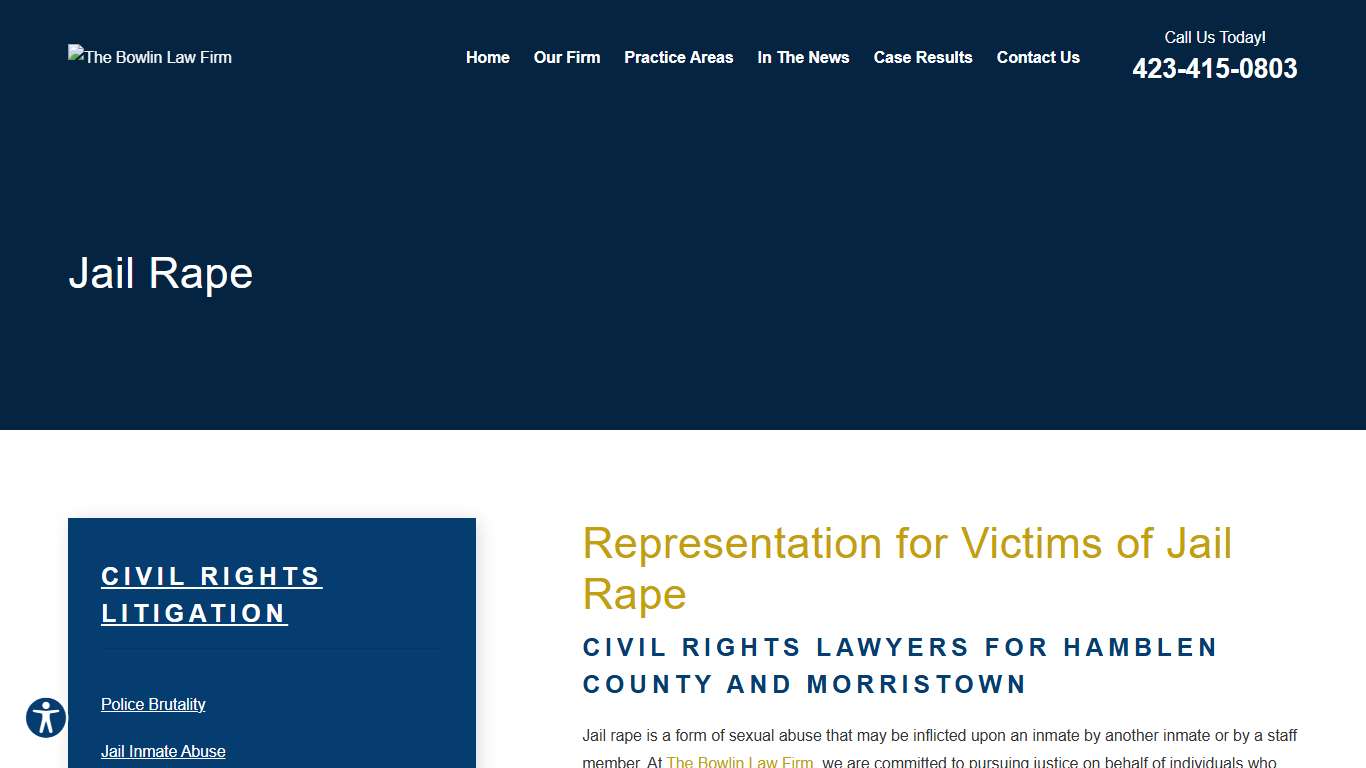 Jail Rape Tennessee Civil Rights Litigation Lawyer